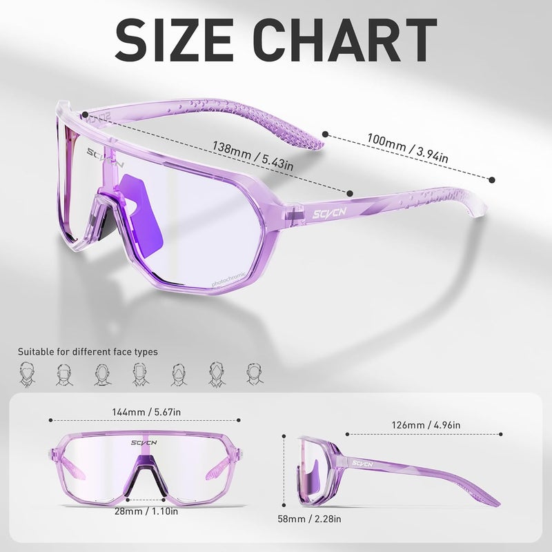 SCVCN Photochromic Cycling Glasses Men Women Clear Sports Sunglasses UV400 Protection for Cycling Running mtb DZ-S63 - Image 5